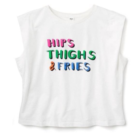 NWT Size XXS Tabitha Brown Hips Thighs & Fries Graphic Tank Top - Picture 3 of 3